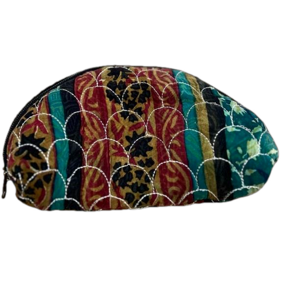 Quilted Upcycled Silk Jewelry Pouch